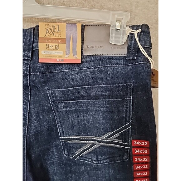 TK Axel Slim Bootcut Jeans Mens 34x32 Blue Dark Wash Stretch NEW - Picture 7 of 13